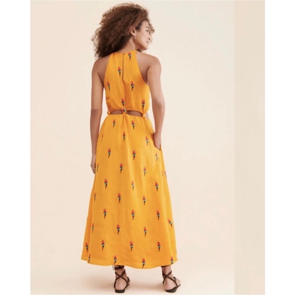RARE Anthropologie Farm Rio Parrot Halter Maxi Dress - Picture 8 of 16